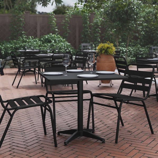 Flash Furniture Mellie 31.5'' Black Square Metal Indoor-Outdoor Table with Base TLH-053-3-BK-GG - main